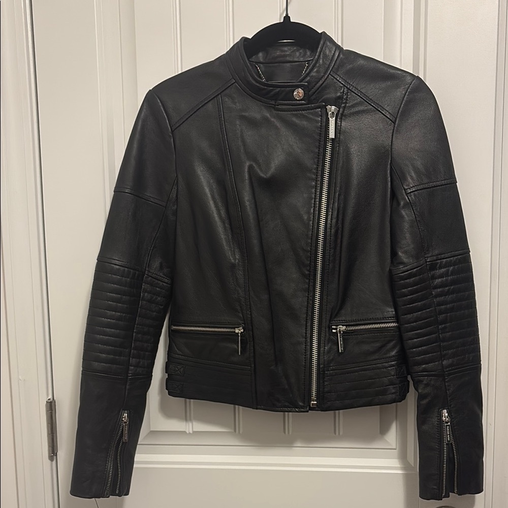 MICHAEL Michael Kors Black Leather Motorcycle Jacket